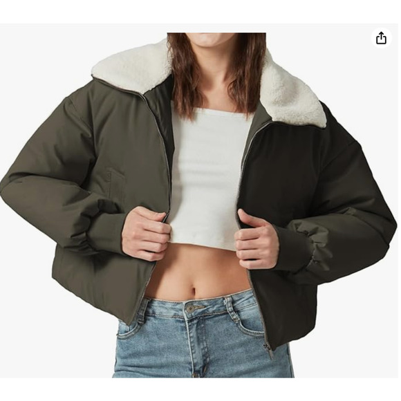 Women's Winter Down Puffer Jacket Cropped SIZE SMALL - Picture 5 of 5